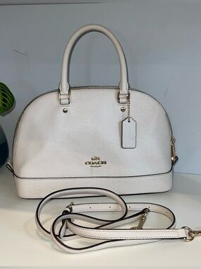 Coach Mini Sierra Satchel Chalk White Crossgrain Leather Crossbody
